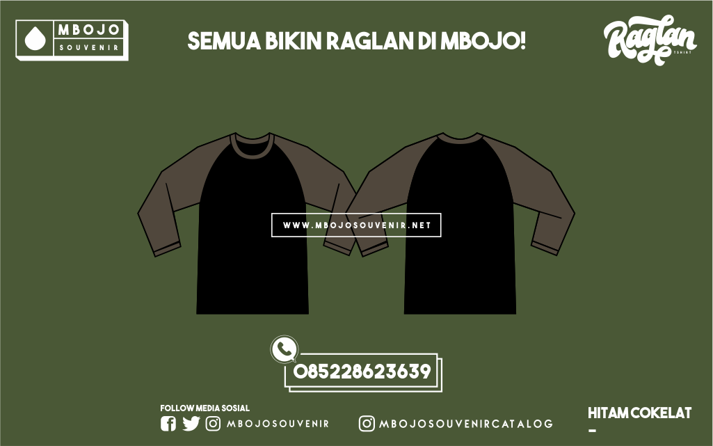 Kaos Raglan Polos Hitam Cokelat